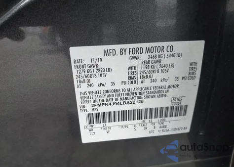 2020 Ford Edge Sel from USA, damaged, VIN 2FMPK4J94LBA22126